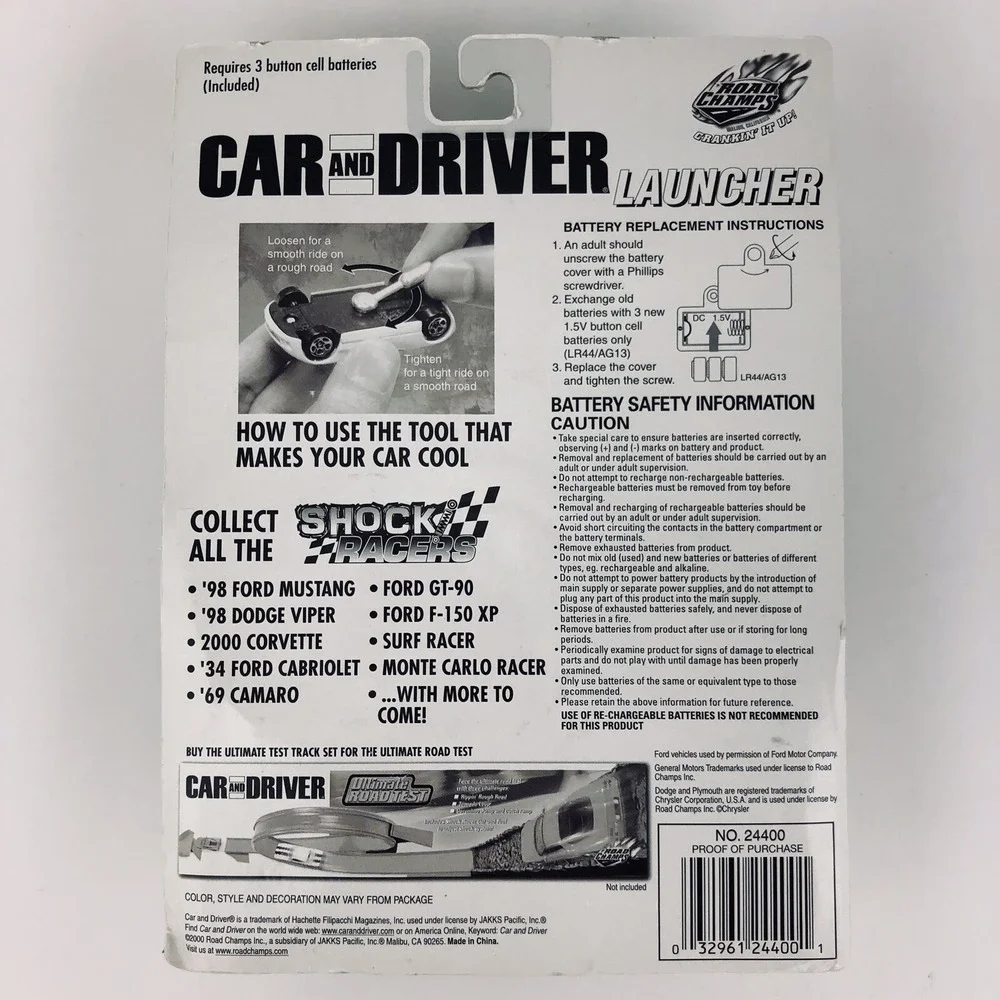 Road Champs Car and Driver Shock Racers Launcher Hot Rod Die Cast Car 1/64 Scale